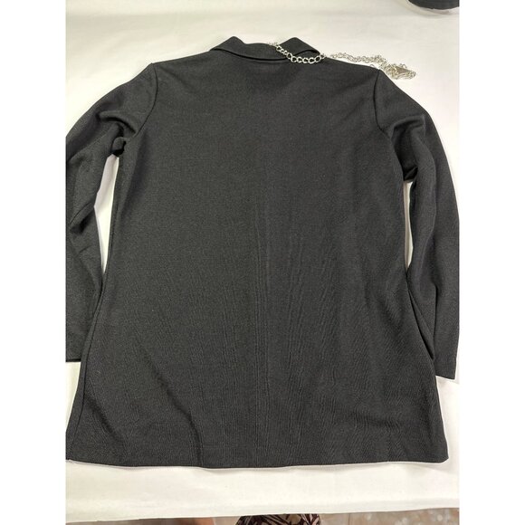 Vtg Kenar Studio Womens Size 10 Black Button Front Blouse Top with Necklace New - Picture 7 of 8